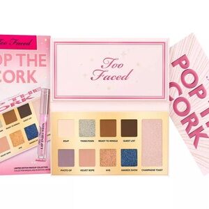 Too Faced Pop the Cork Eyeshadow Palette set Full Size Lip Injection Gloss $42